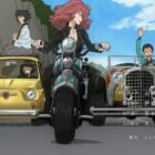 Coche descapotable amarillo Mercedes Benz SSK 1928 de la serie Lupin III