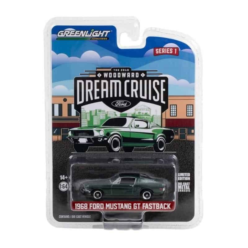 Miniatura coche verde Ford Mustang GT Fastback 1968 de la película Bullitt a escala 1/64 Greenlight