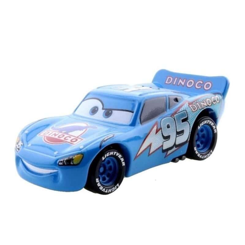 Miniatura coche azul Rayo McQueen en Dinoco de la película Cars a escala 1/64 Tomica