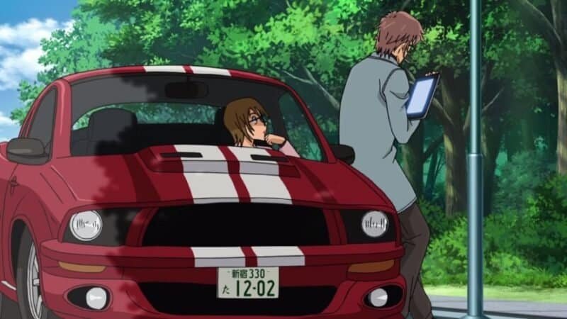 Coche rojo Ford Mustang GT500 2007 de la serie Detective Conan