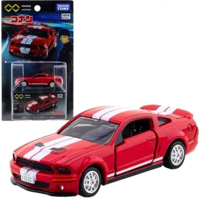 Miniatura coche rojo Ford Mustang GT500 2007 de la serie Detective Conan escala 1/64 Tomica