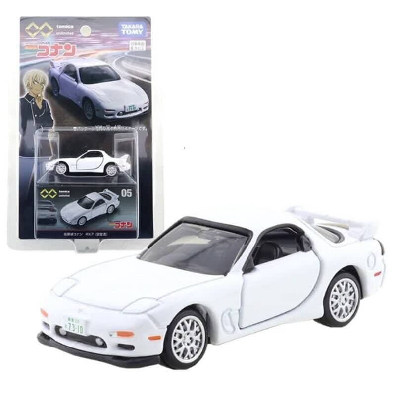 Miniatura coche blanco Mazda RX-7 de la serie Detective Conan escala 1/64 Tomica