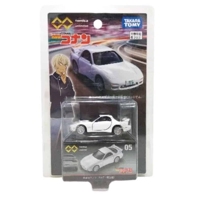 Miniatura coche blanco Mazda RX-7 de la serie Detective Conan escala 1/64 Tomica