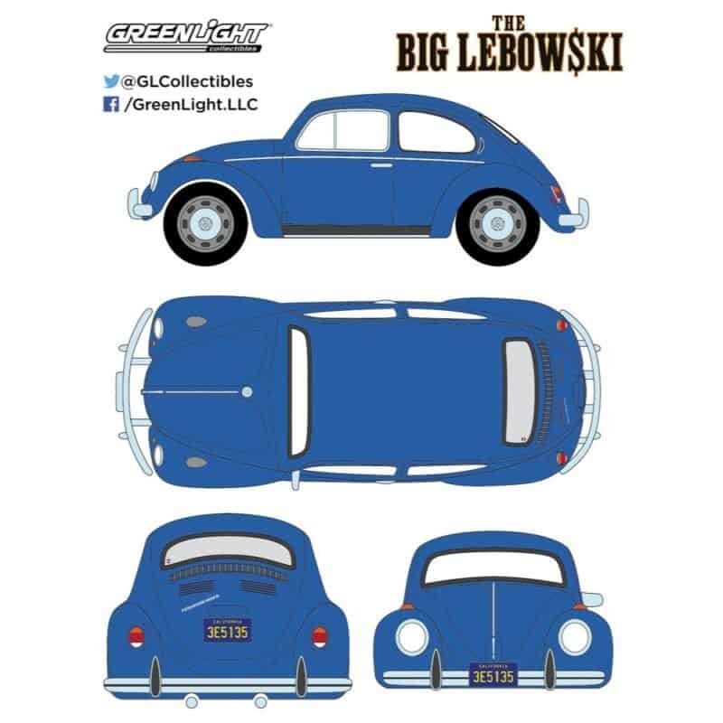 Coche azul Volkswagen Beetle 1973 de la película El gran Lebowski Greenlight