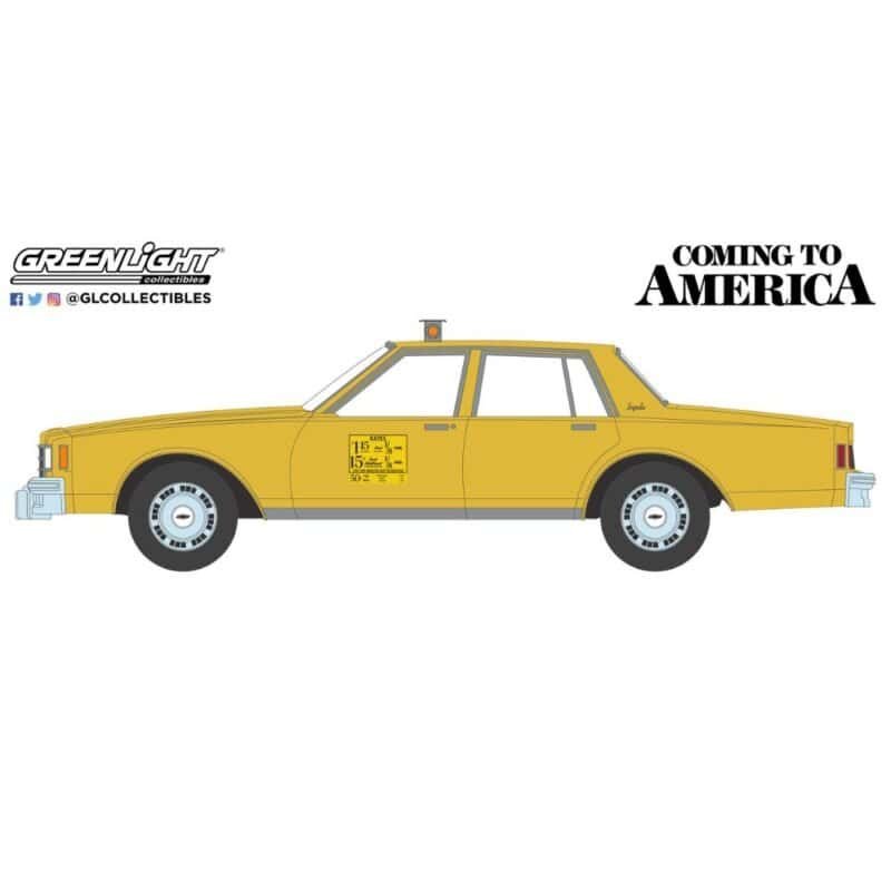 Coche Chevrolet Impala Taxi amarillo de la película El príncipe de Zamunda Greenlight