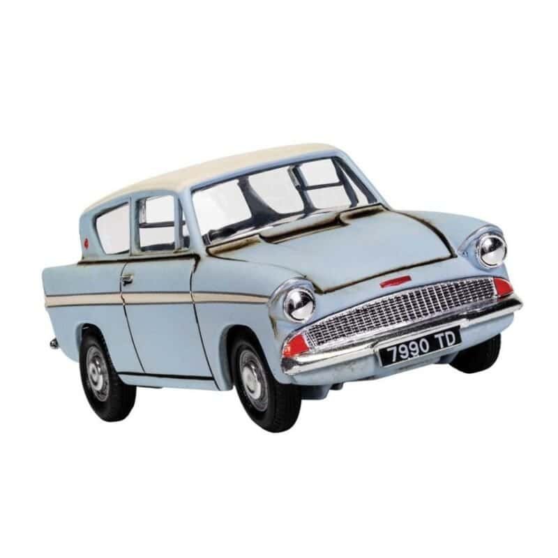 Miniatura coche azul volador Ford Anglia de la película Harry Potter a escala 1/43 Corgi