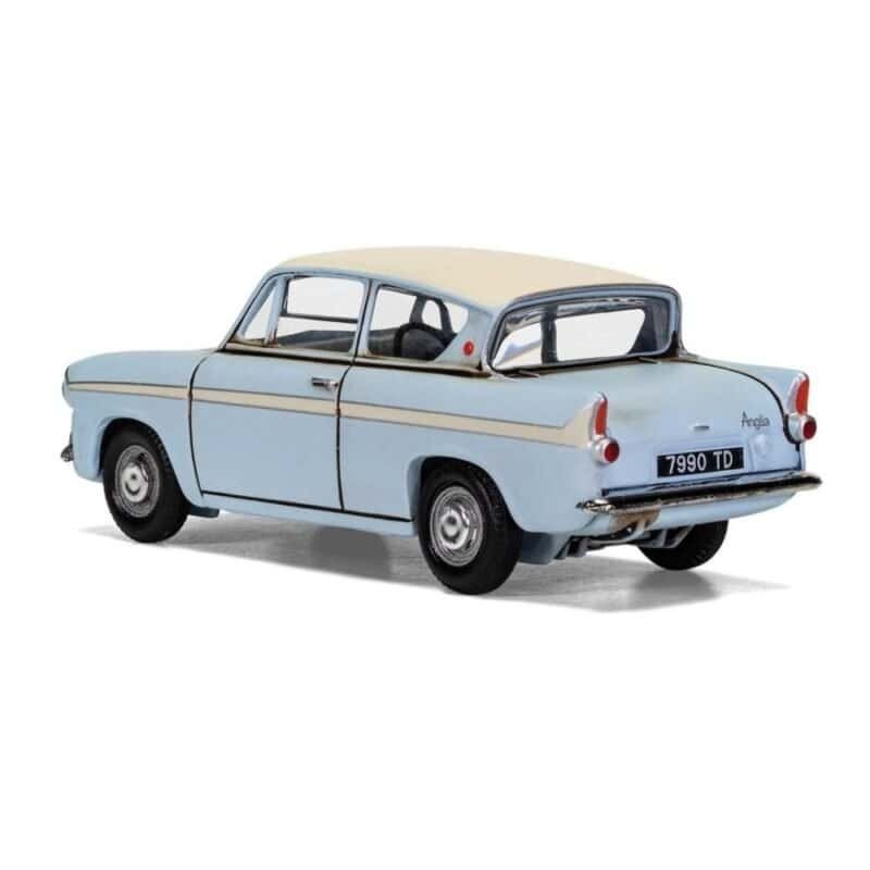 Miniatura coche azul volador Ford Anglia de la película Harry Potter a escala 1/43 Corgi