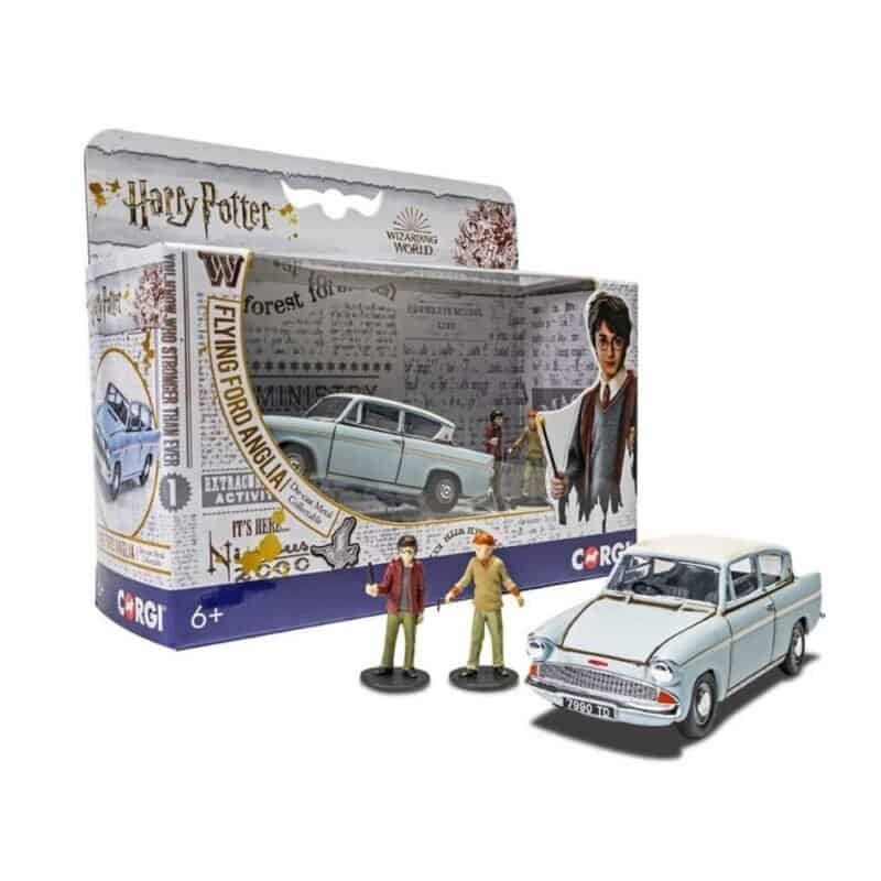 Miniatura coche azul volador Ford Anglia de la película Harry Potter a escala 1/43 Corgi