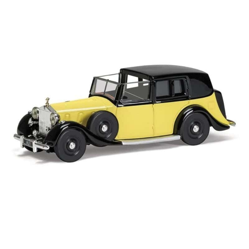 Coche amarillo y negro Rolls Royce Phantom III James Bond 007 en la película Goldfinger a escala 1/36 Corgi