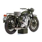 Miniatura moto verde Triumph TR6 Trophy de la película La gran evasión a escala 1/12 Corgi