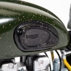 Miniatura moto verde Triumph TR6 Trophy de la película La gran evasión a escala 1/12 Corgi