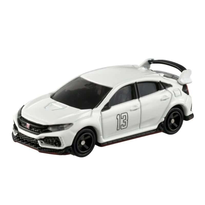 Miniatura coche blanco Honda Civic Type R 2017 de la serie MF Ghost a escala 1/64 Tomica