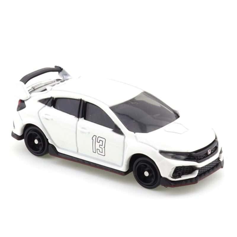 Miniatura coche blanco Honda Civic Type R 2017 de la serie MF Ghost a escala 1/64 Tomica