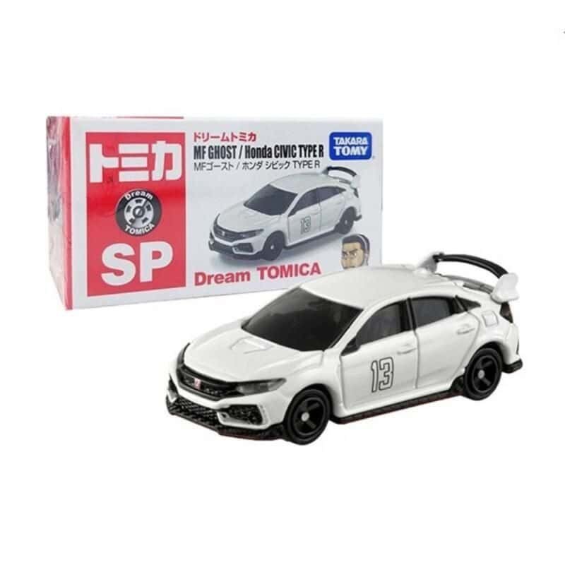 Miniatura coche blanco Honda Civic Type R 2017 de la serie MF Ghost a escala 1/64 Tomica