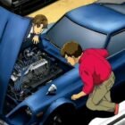 Coche deportivo azul oscuro Nissan Fairlady Z 1970 (Devil’s Z) conducido por Akio Asakura en la serie de anime Wangan Midnight