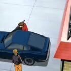 Coche deportivo azul oscuro Nissan Fairlady Z 1970 (Devil’s Z) conducido por Akio Asakura en la serie de anime Wangan Midnight