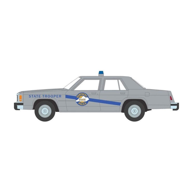 Ilustración coche de policía gris Ford LTD Crown Victoria de la película Rain Man Greenlight