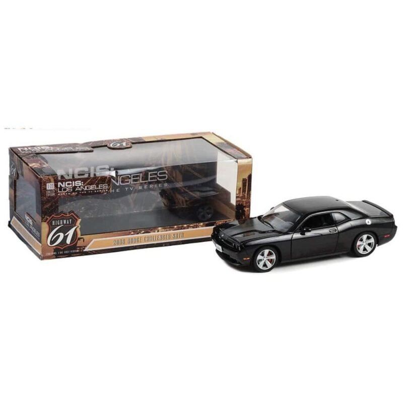 Miniatura coche Dodge Challenger SRT8 2008 negro de la serie NCIS Los Angeles a escala 1/18 Greenlight