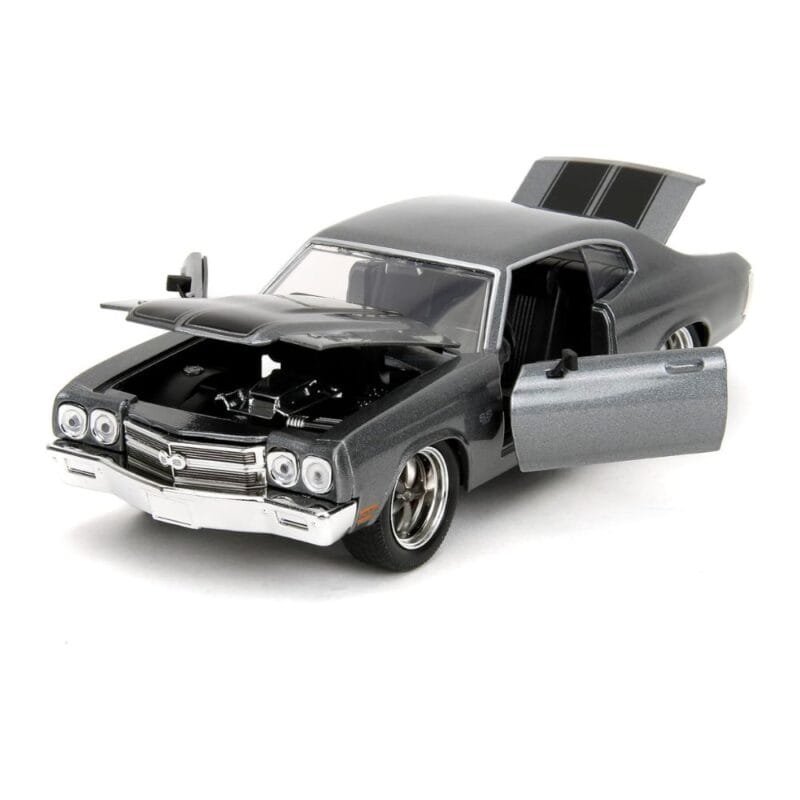 Miniatura coche gris Chevrolet Chevelle SS 1970 de la película Fast & Furious 4 a escala 1/24 Jada