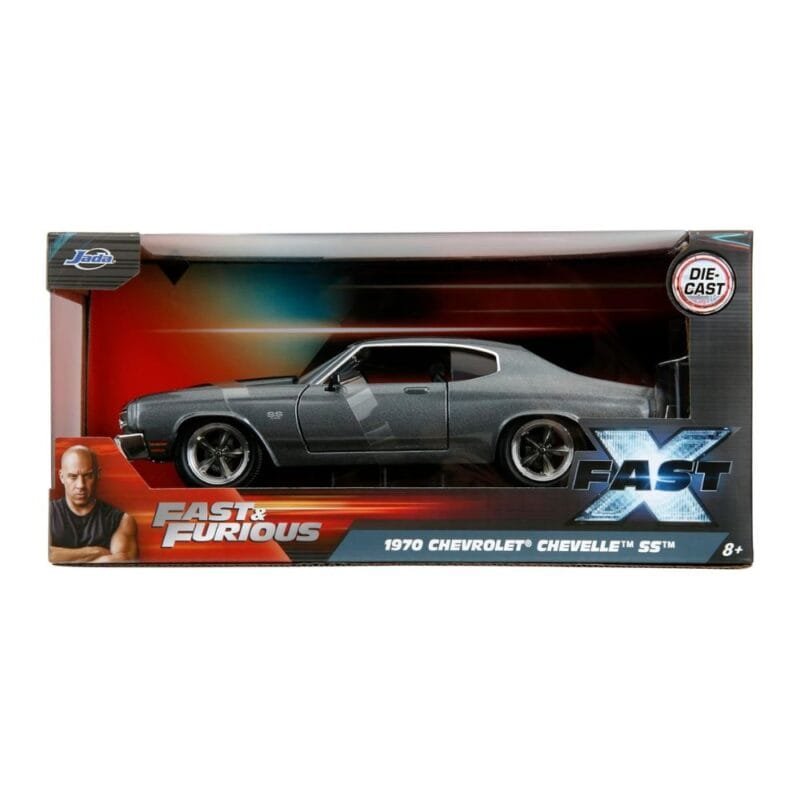 Miniatura coche gris Chevrolet Chevelle SS 1970 de la película Fast & Furious 4 a escala 1/24 Jada