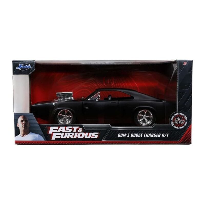 Miniatura coche negro mate Dodge Charger 1970 de la película Fast & Furious a escala 1/24 Jada