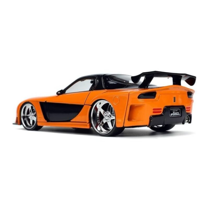 Miniatura coche naranja y negro Mazda RX-7 1995 de la película Fast & Furious 3 a escala 1/24 Jada