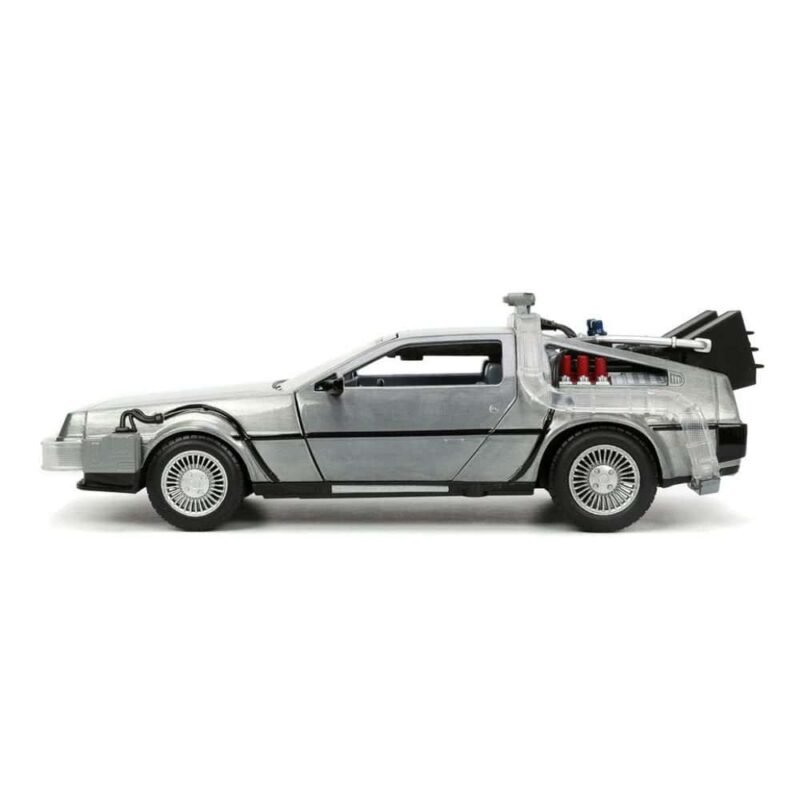 Miniatura coche DeLorean con luces de la película Regreso al futuro a escala 1/24 Jada