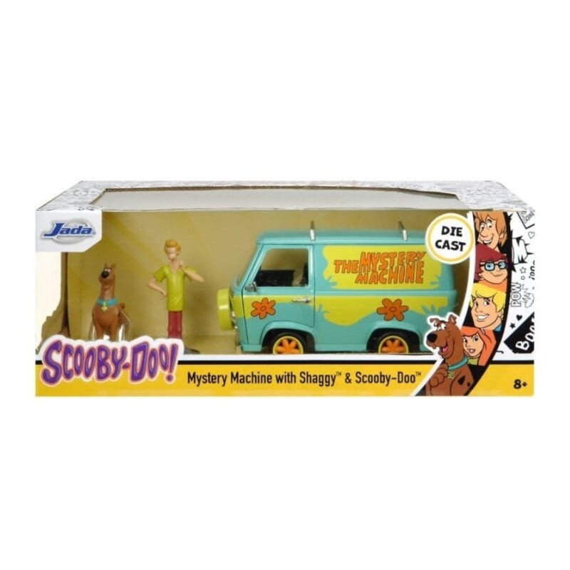 Miniatura coche furgoneta azul y verde Máquina del Misterio de la Serie Scooby-Doo a escala 1/24 Jada con figuras