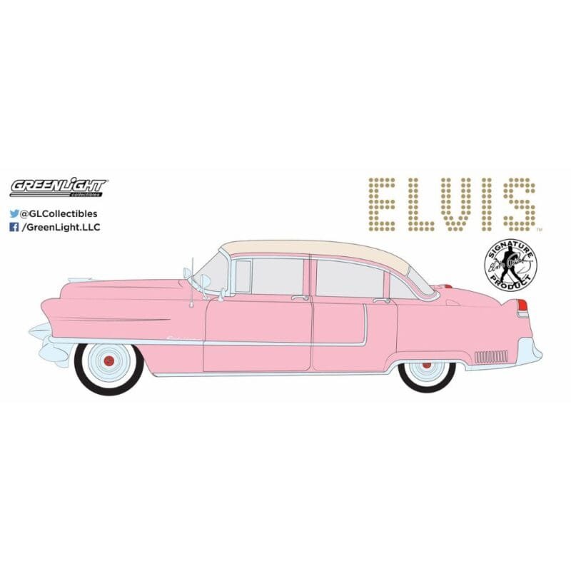 Ilustración coche descapotable rosa Cadillac Fleetwood Serie 60 de Elvis Greenlight