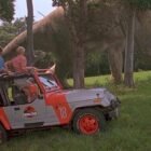 Coche todoterreno rojo y gris Jeep Wrangler nº 18 de la película Jurassic Park