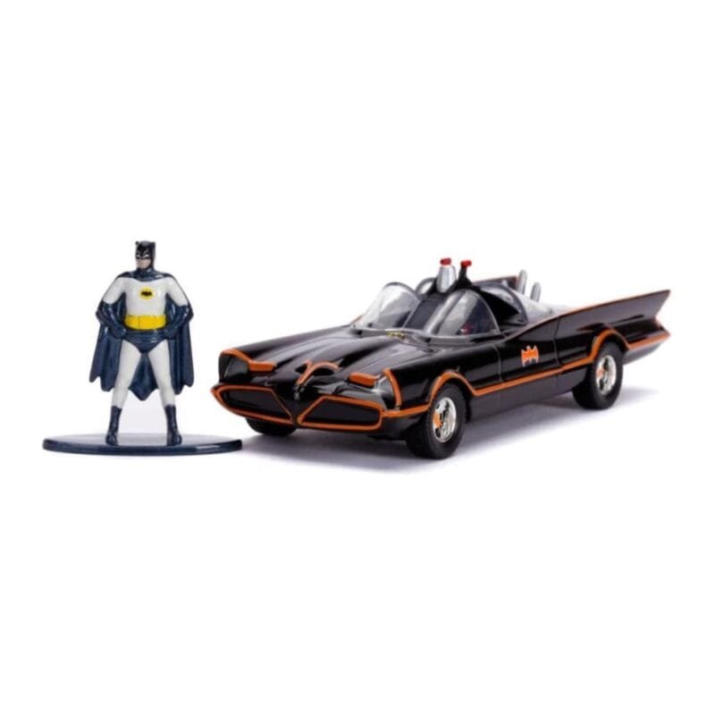 Miniatura coche negro y naranja Batmobile de la serie Batman a escala 1/32 Jada con figura