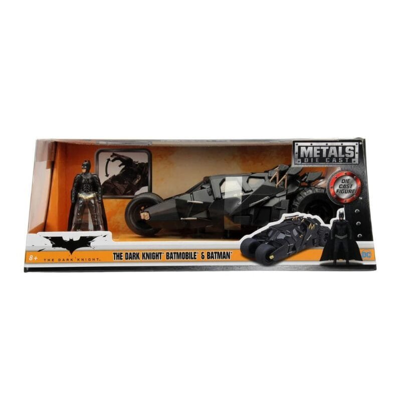 Miniatura coche negro Batmobile con figura de la película Batman The Dark Knitght a escala 1/24 Jada