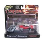 Miniatura coche Plymouth Fury 1959 rojo y Chevrolet Camaro 1967 gris con figura de Buddy de la película Christine a escala 1/64 Johnny Lightning