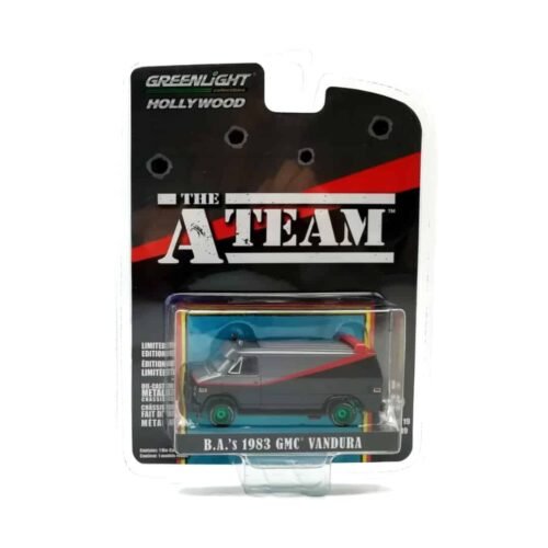 Miniatura furgoneta GMC Vandura 1983 negra de la serie El Equipo A a escala 1/64 Greenlight edición Green Machine con embalaje blister sellado