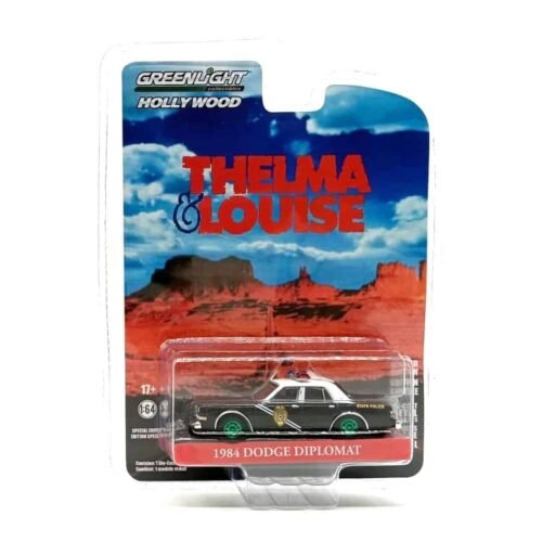 Miniatura coche policía blanco y negro Dodge Diplomat New Mexico State Police de la película Thelma & Louise a escala 1/64 Greenlight versión Green Machine