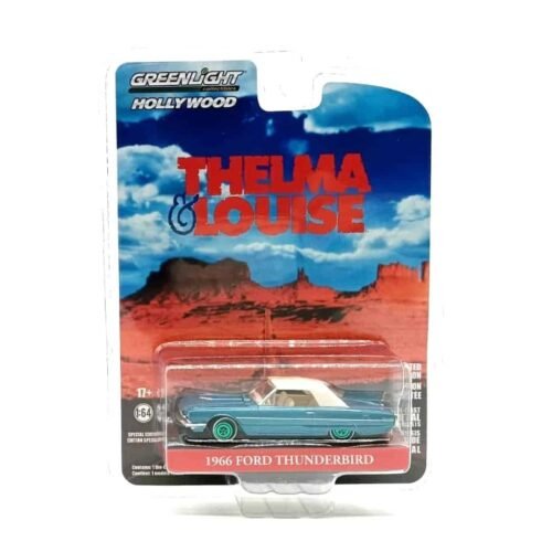 Coche miniatura Ford Thunderbird 1966 verde menta con la capota cerrada de la película Thelma & Louise a escala 1/64 Greenlight versión Green Machine