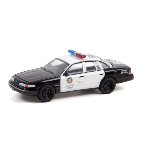 Miniatura coche de policía Ford Crown Victoria 1992 policía Los Angeles blanco y negro película Drive a escala 1/64 Greenlight