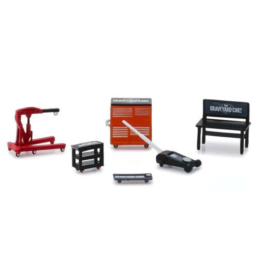 Miniatura conjunto de herramientas taller de la serie Graveyard Carz a escala 1/64 Greenlight
