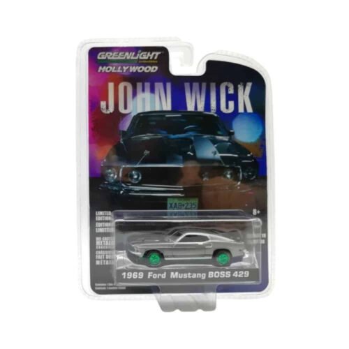 Miniatura coche Ford Mustang Boss 429 1969 gris de la película John Wick a escala 1/64 Greenlight Green Machine