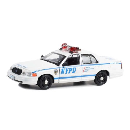 Miniatura coche de policía blanco Ford Crown Victoria 2003 Policía de Nueva York Police Interceptor 2003 de la serie Quantico a escala 1/43 Greenlight