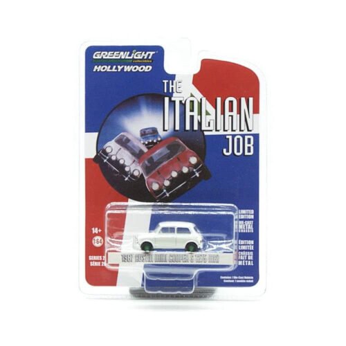 Miniatura coche blanco Mini Cooper Austin S 1275 MKI de la película The Italian Job (1969) a escala 1/64 Greenlight edición Green Machine