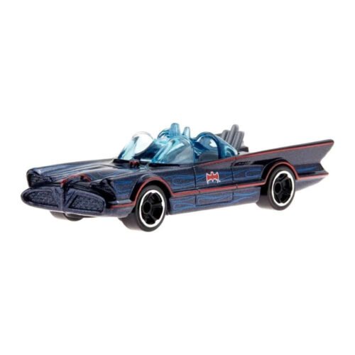 Miniatura coche azul y naranja Batmobile de la serie Batman a escala 1/64 Hot Wheels