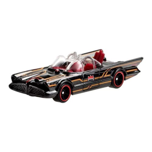 Miniatura coche negro y naranja Batmobile de la serie Batman a escala 1/64 Hot Wheels
