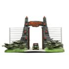 Miniatura nanoescenario puertas de la película Jurassic Park con coches a escala Jada