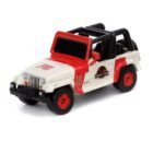 Miniatura coche todoterreno rojo y blanco Jeep Wrangler de la película Jurassic Park a escala Jada
