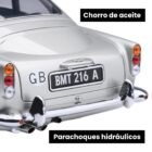 Miniatura coche gris Aston Martin DB5 con todos los gadgets conducido por James Bond 007 en la película Goldfinger a escala 1/18 Autoart