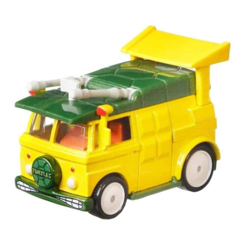 Miniatura furgoneta amarilla y verde Party Wagon de la serie Las Tortugas Ninja a escala 1/64 Hot Wheels