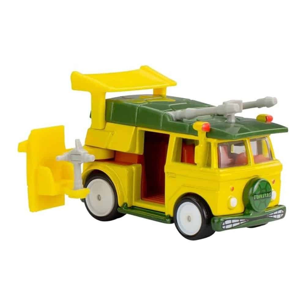 Miniatura furgoneta amarilla y verde Party Wagon de la serie Las Tortugas Ninja a escala 1/64 Hot Wheels
