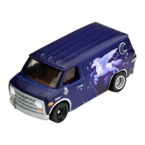 Miniatura coche furgoneta morada con unicornio de la película Onward a escala 1/64 Hot Wheels