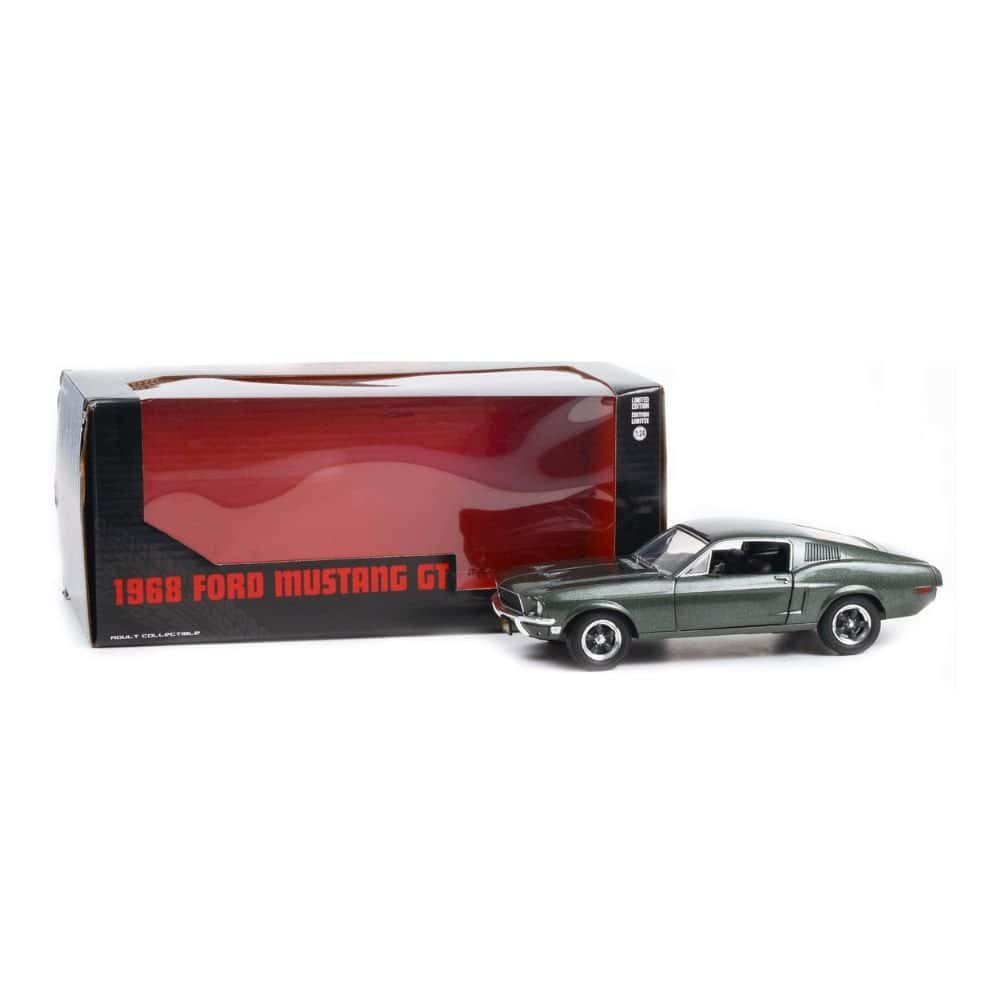 Miniatura coche verde Ford Mustang GT Fastback 1968 de la película Bullitt a escala 1/24 Greenlight